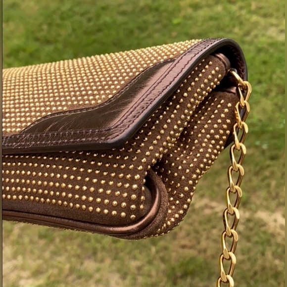 Burberry Brown Studded Crossbody Bag with Gold Hardware - Picture 9 of 10